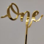 Topper "One to Ten" tip numar aniversar, cu suport, din plexiglas (acril) oglinda