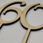 Topper numar aniversar,cu suport, din lemn de plop - imagine 2