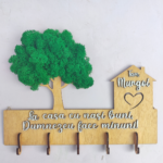 Suport chei cu licheni tip casuta cu inima si copac - imagine 6