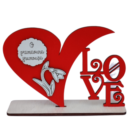 Decoratiune inima LOVE cu mesaj O primavara frumoasa