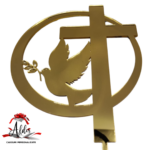 Topper Cruce cu porumbel, cu suport, din plexiglas (acril) oglinda