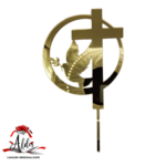 Topper Cruce cu porumbel, cu suport, din plexiglas (acril) oglinda - imagine 2