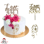 Topper "La multi ani cu nume personalizat", cu suport, din plexiglas (acril) oglinda - imagine 5