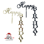 Topper vertical de tip L "Happy Birthday", cu suport, din plexiglas (acril) colorat - imagine 2