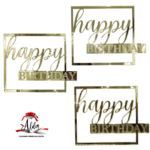 Topper patrat "Happy Birthday", fara suport, din plexiglas (acril) oglinda - imagine 2