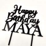 Topper „Happy Birthday cu nume personalizat”, cu suport, din plexiglas (acril) colorat - imagine 4