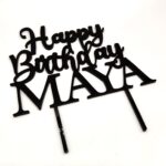 Topper „Happy Birthday cu nume personalizat”, cu suport, din plexiglas (acril) colorat - imagine 2