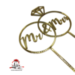 Topper verighete "Mr&Mrs", cu suport, din plexiglas (acril) oglinda - imagine 2