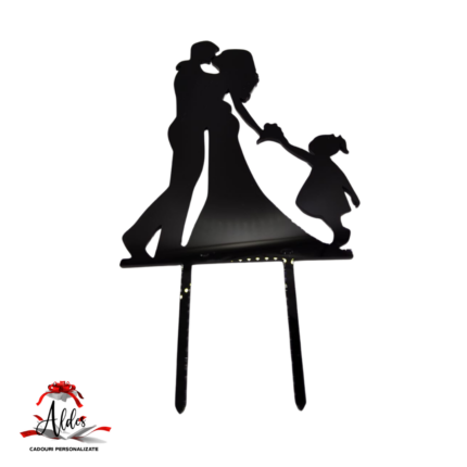 Topper siluete miri si copil, cu suport, din plexiglas (acril) colorat