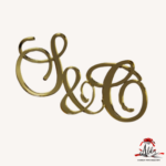 Topper litere "Initiale caligrafice" , fara suport, din plexiglas (acril) oglinda