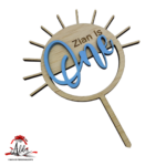 Topper tip "Soare" cu nume si varsta, cu suport, din lemn de albasia - imagine 2