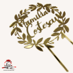 Topper personalizat tip "coronita + Familia", cu suport, din plexiglas (acril) oglinda - imagine 2
