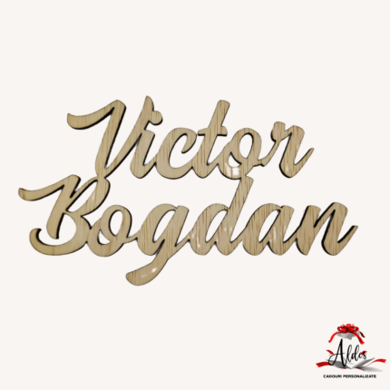 Topper 2 Nume suprapuse, fara suport, din lemn de albasia