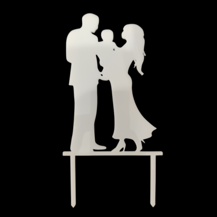 Topper siluete mama, tata si copil, cu suport, din plexiglas (acril) colorat