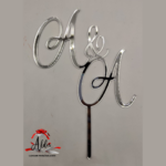 Topper litere „Initiale caligrafice”, cu suport, din plexiglas (acril) oglinda - imagine 2