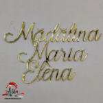 Topper 3 nume suprapuse, fără suport, din plexiglas (acril) oglindă - imagine 3