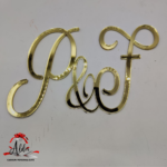 Topper litere "initiale caligrafice" , fara suport, din plexiglas (acril) oglinda - imagine 2