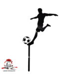 Topper silueta fotbalist cu minge, cu suport, din plexiglas (acril) colorat