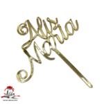 Topper 2 nume caligrafice suprapuse, cu suport, din plexiglas (acril) oglinda - imagine 2