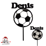 Topper minge fotbal cu nume, cu suport, din plexiglas (acril) colorat