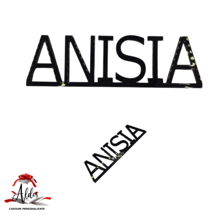 Topper "Nume", fara suport, din plexiglas (acril) colorat