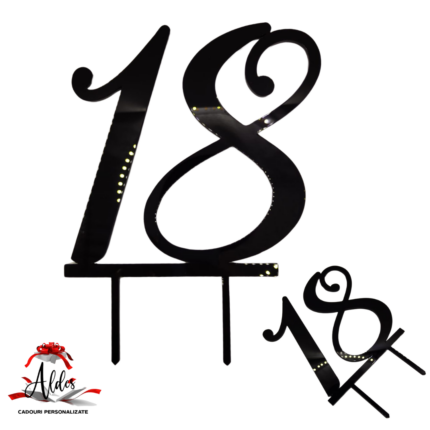 Topper tip numar aniversar, cu suport, din plexiglas (acril) colorat