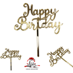 Topper "Happy Birthday", cu suport, din plexiglas (acril) oglinda