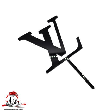 Topper initiale „Louis Vuitton”, cu suport, din plexiglas (acril) colorat