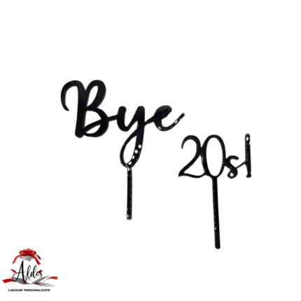 Set 2 toppere "Bye si numar", cu suport, din plexiglas (acril) colorat