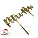 Topper 2 nume caligrafice, cu suport, din plexiglas (acril) oglinda - imagine 2