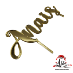 Topper nume personalizat, cu 2 suporti, din plexiglas (acril) oglinda - imagine 2