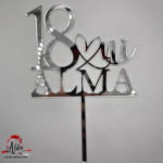 Topper tip "numar si nume personalizat", cu suport, din plexiglas (acril) oglinda - imagine 3