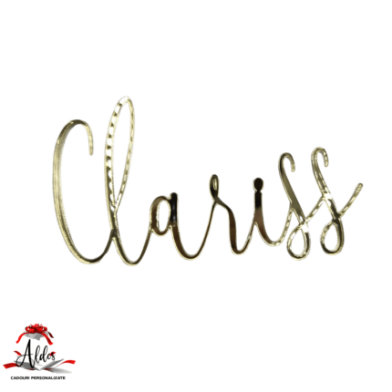 Topper "Nume caligrafic", fara suport, din plexiglas (acril) oglinda