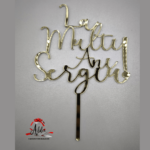 Topper "La multi ani cu nume personalizat", cu suport, din plexiglas (acril) oglinda - imagine 5