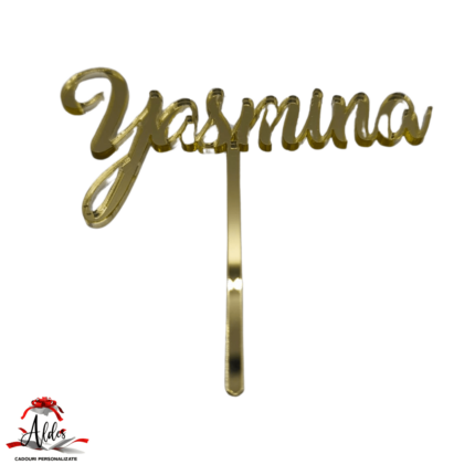 Topper nume personalizat, cu suport, din plexiglas (acril) oglinda