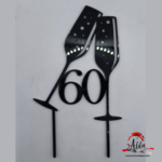 Topper tip pahare sampanie si numar aniversar, cu suport, din plexiglas (acril) colorat - imagine 3