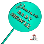 Topper personalizat "Baby shower", cu suport, din plexiglas (acril) oglindă