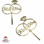 Topper verighete "Mr&Mrs", cu suport, din plexiglas (acril) oglinda - imagine 2