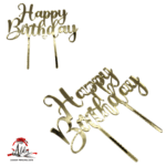 Topper "Happy Birthday", cu suport, din plexiglas (acril) oglinda - imagine 3