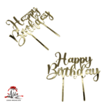 Topper "Happy Birthday", cu suport, din plexiglas (acril) oglinda - imagine 2