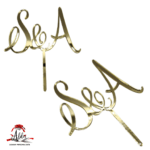 Topper litere "initiale caligrafice" , cu suport, din plexiglas (acril) oglinda - imagine 2