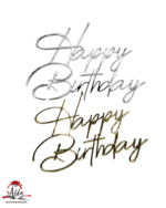 Topper "Happy Birthday", fara suport, din plexiglas (acril) oglinda - imagine 2
