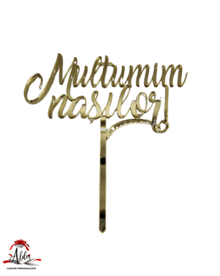 Topper "Multumim nasilor", cu suport, din plexiglas (acril) oglinda