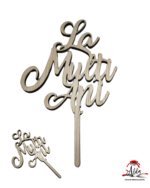 Topper "La multi ani", cu suport, din lemn de plop