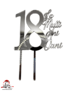 Topper "La multi ani cu numar aniversar", cu suport, din plexiglas (acril) oglinda