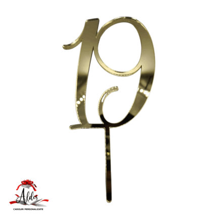 Topper numar aniversar, cu suport, din plexiglas (acril) oglinda