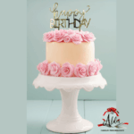 Topper "Happy Birthday", cu suport, din plexiglas (acril) oglinda - imagine 2