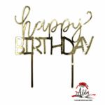 Topper "Happy Birthday", cu suport, din plexiglas (acril) oglinda - imagine 3