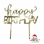 Topper "Happy Birthday", cu suport, din plexiglas (acril) oglinda