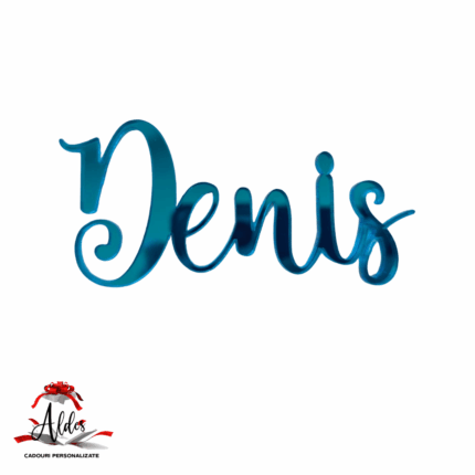 Topper "Nume caligrafic", fara suport, din plexiglas (acril) oglinda colorata